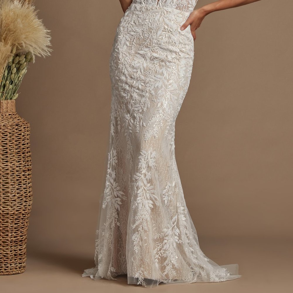 NEW WEDDING BRIDAL SHEATH LONG MAXI DRESS GOWN NXE915 - Picture 6 of 7